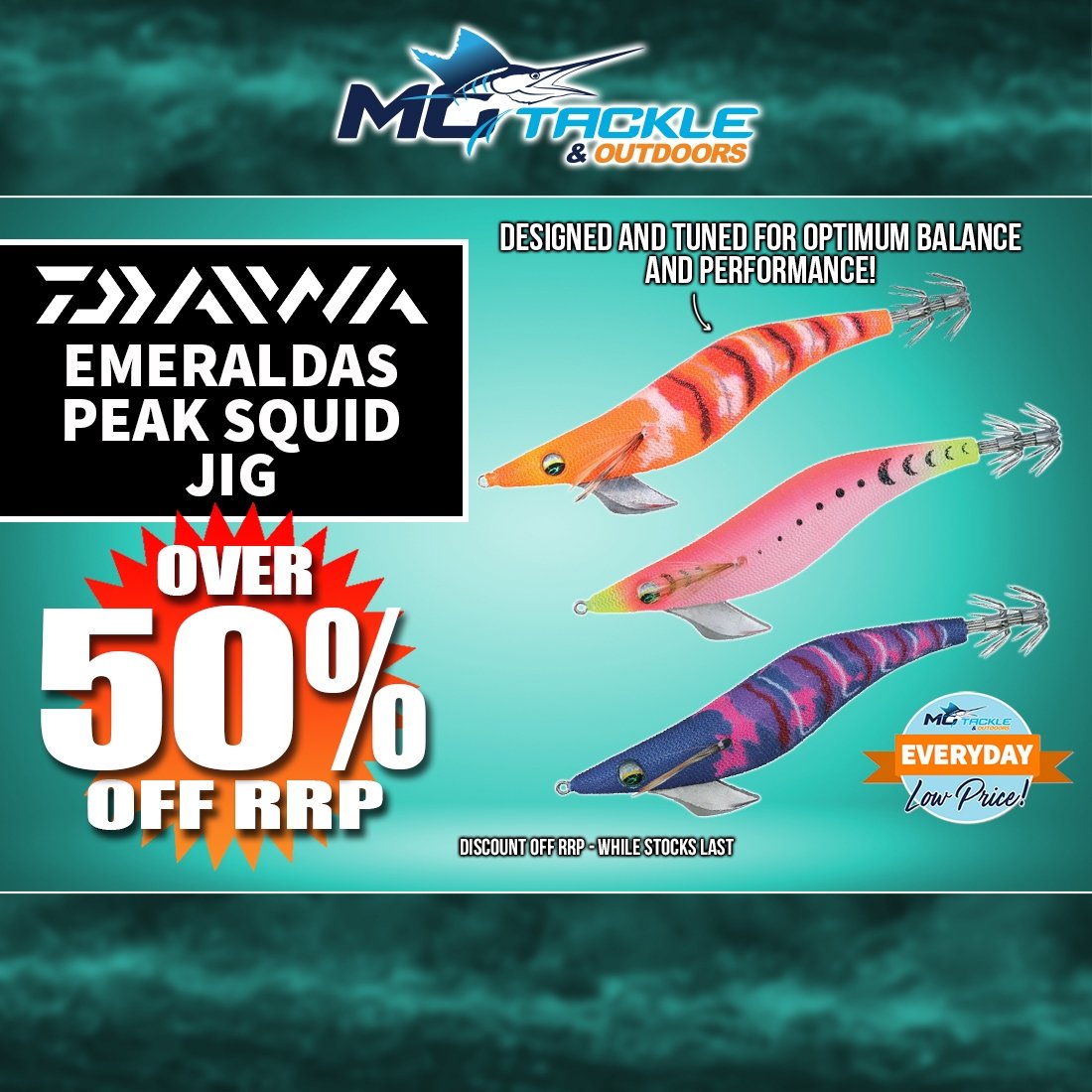 Over 50% off Daiwa Emeraldas Peak Squid Jig