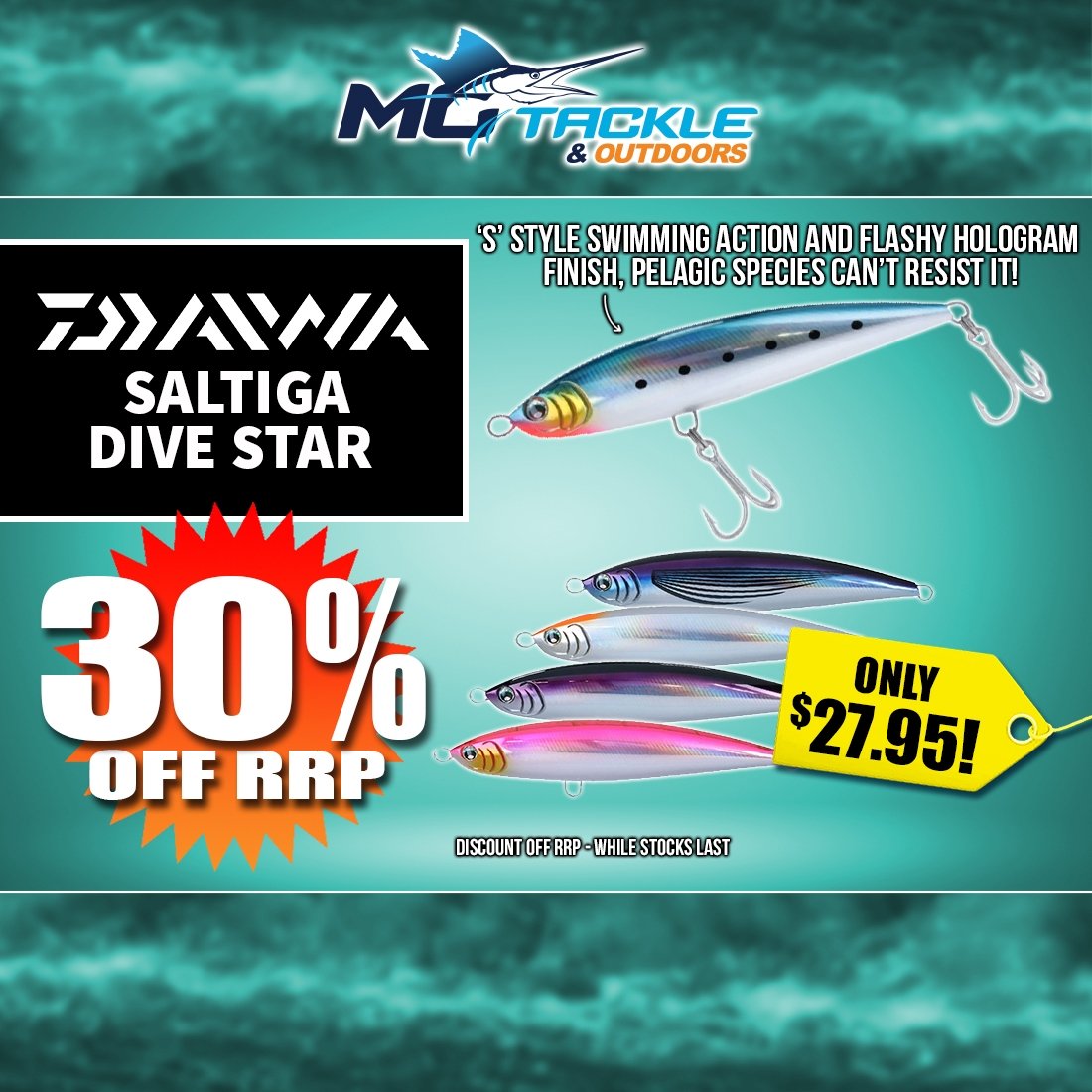 30% off Daiwa Saltiga Dive Star Lure