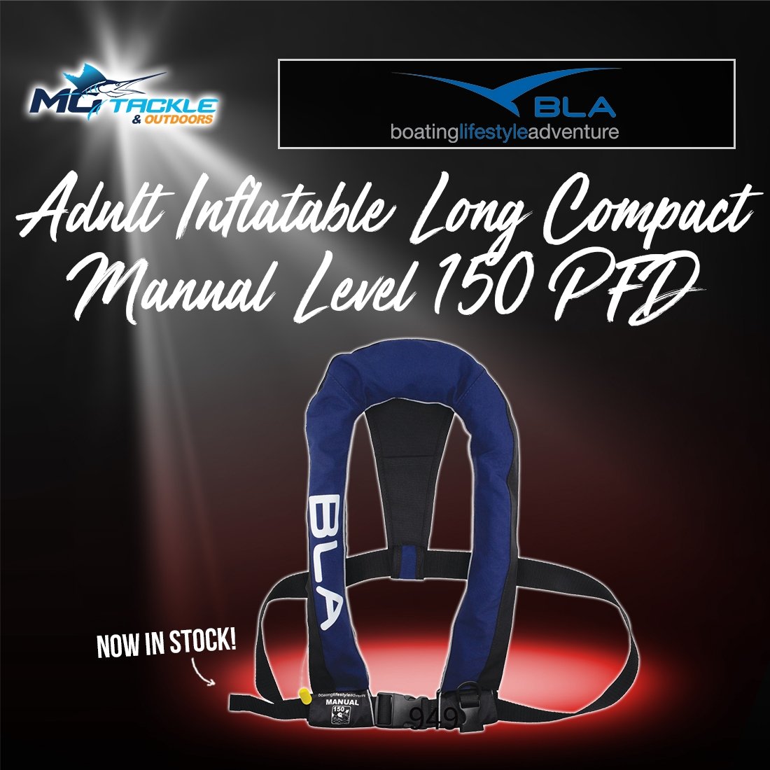 NEW - BLA Adult Inflatable Long Compact Manual Level 150 PFD