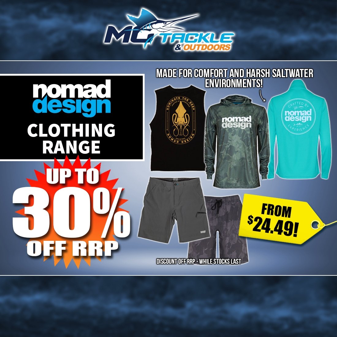 Up to 30% off Nomad Design clothing range
