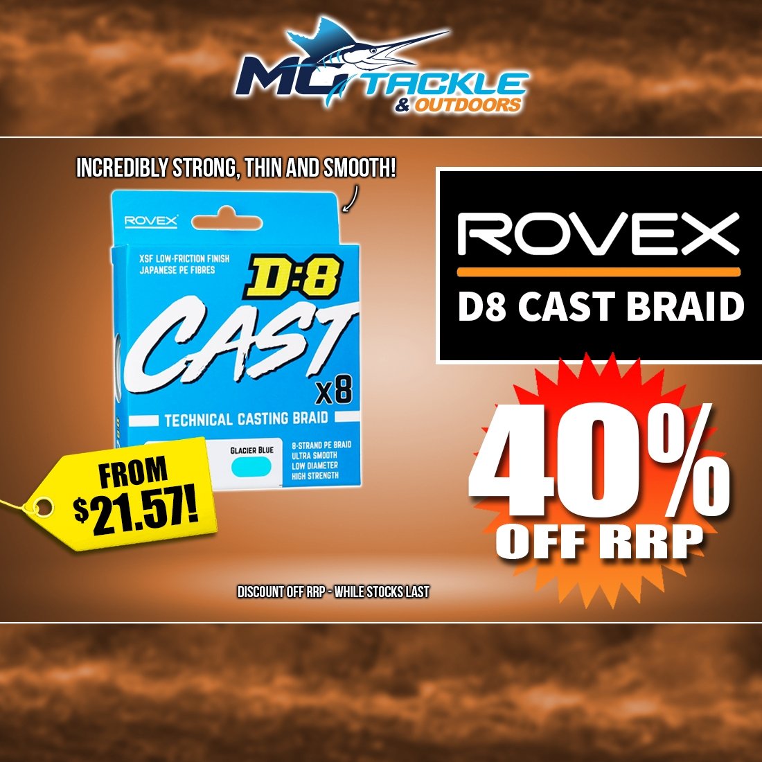 40% off Rovex D8 Cast Braid