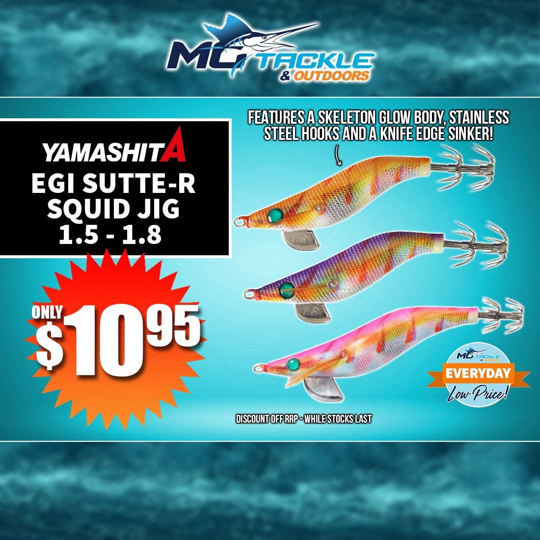 Yamashita Egi Sutte-R Squid Jig - 1.5 - 1.8 Only $10.95