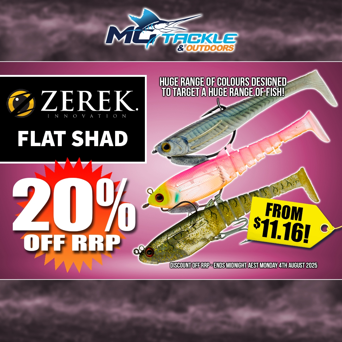 20% off Zerek Flat Shad Lures