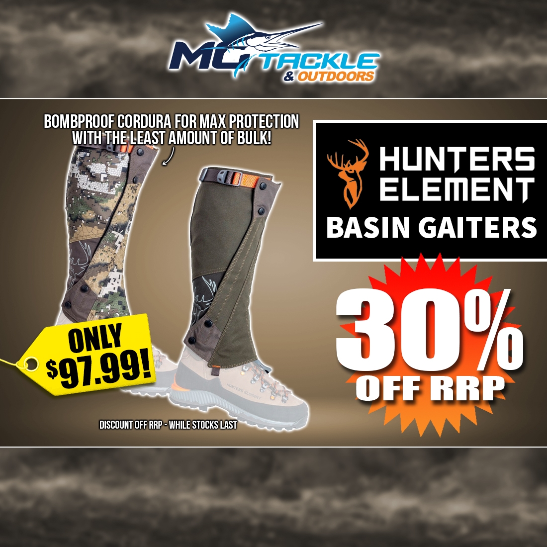 30% off HUNTERS ELEMENT BASIN GAITER