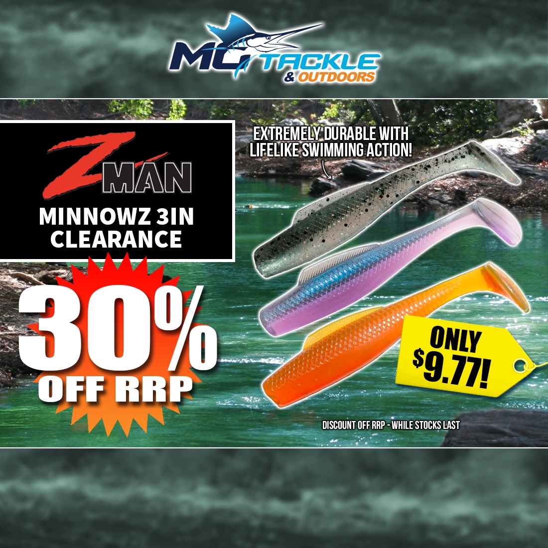 30% off Z-MAN MINNOWZ - 3IN - CLEARANCE