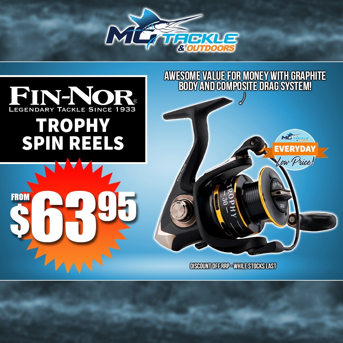 FIN-NOR TROPHY SPIN REEL from $63.95