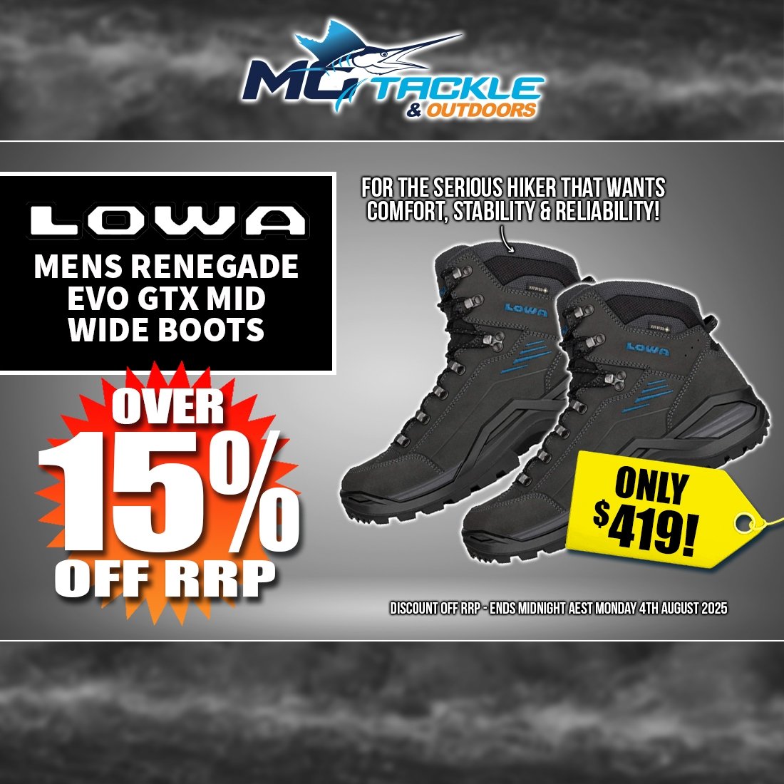 LOWA MENS RENEGADE EVO GTX MID WIDE BOOTS only $419