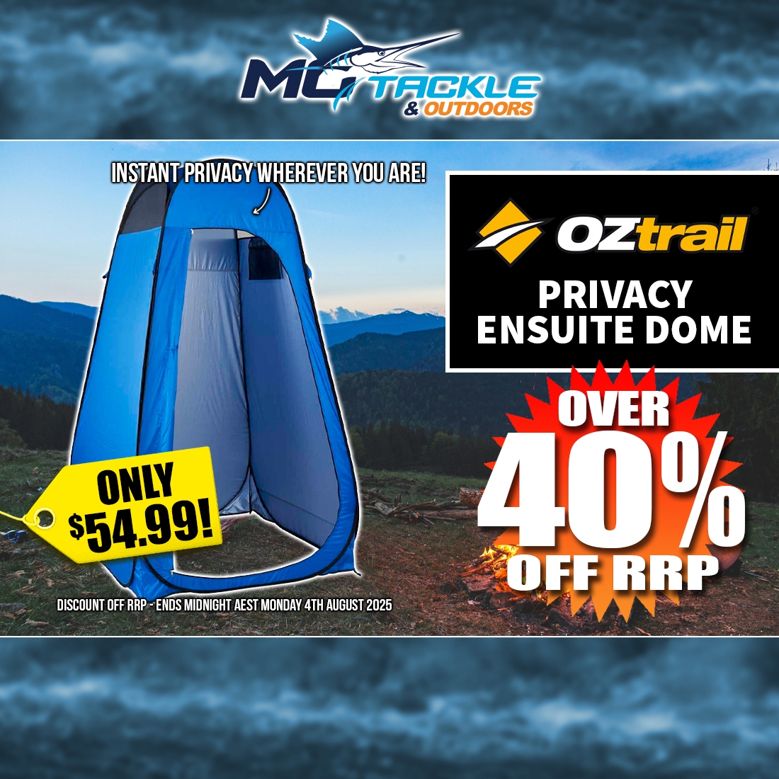OZTRAIL PRIVACY ENSUITE DOME only $54.99