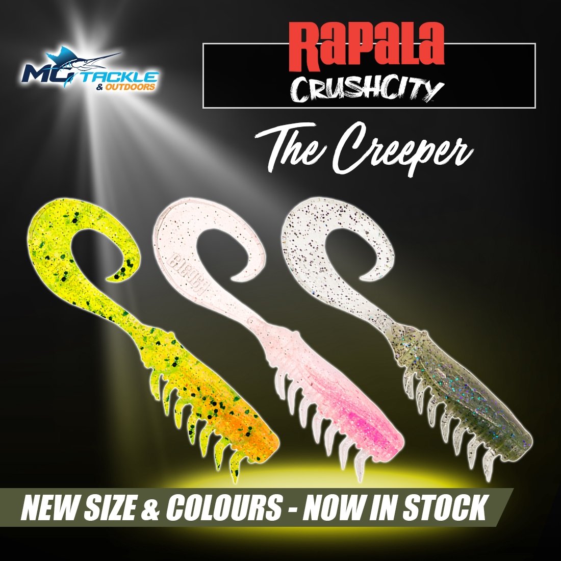 New Size & Colours - RAPALA CRUSH CITY CUSTOMS THE CREEPER SOFT PLASTIC