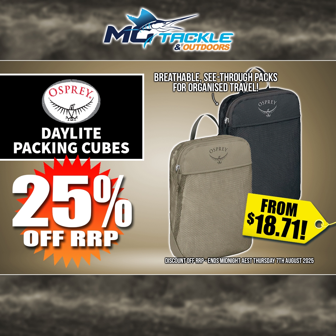 25% off OSPREY DAYLITE PACKING CUBE