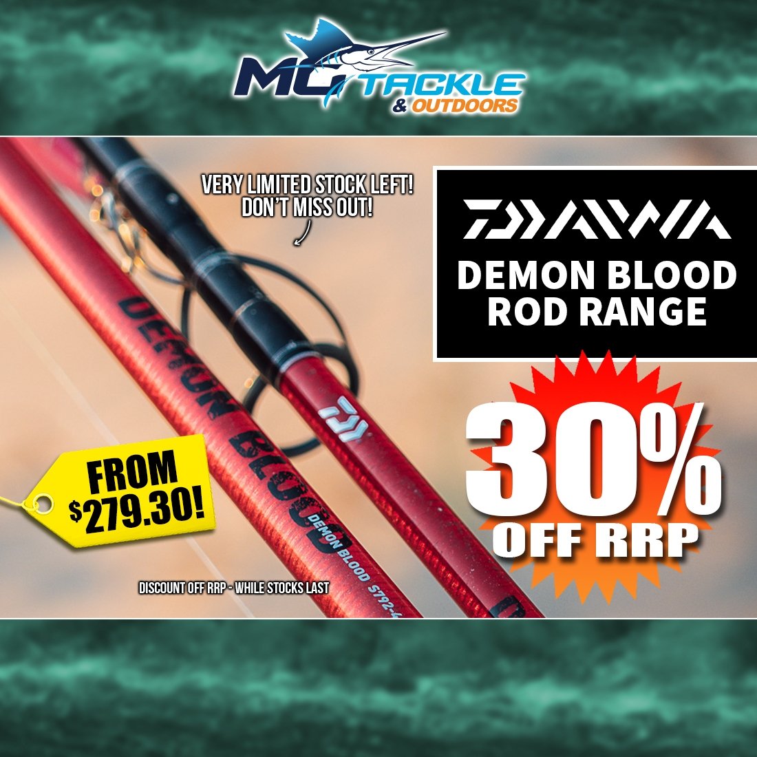 30% off DAIWA DEMON BLOOD ROD