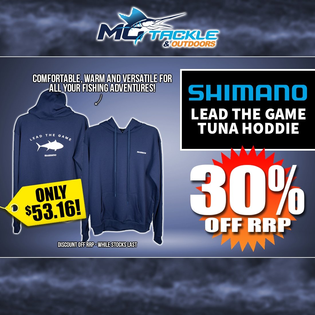 30% off SHIMANO LEAD THE GAME TUNA HOODIE