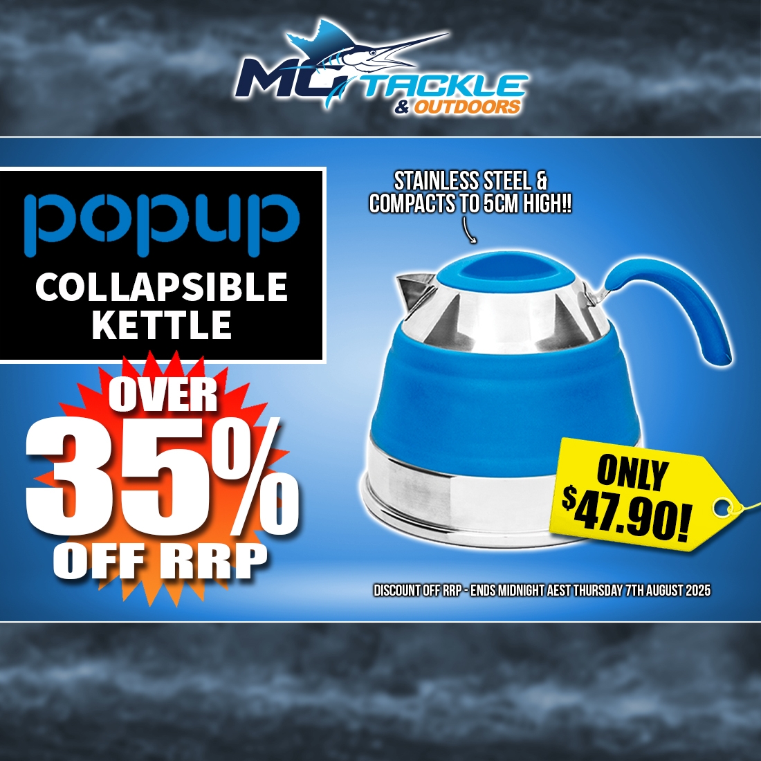 POP UP STAINLESS STEEL COMPACT KETTLE only $47.90