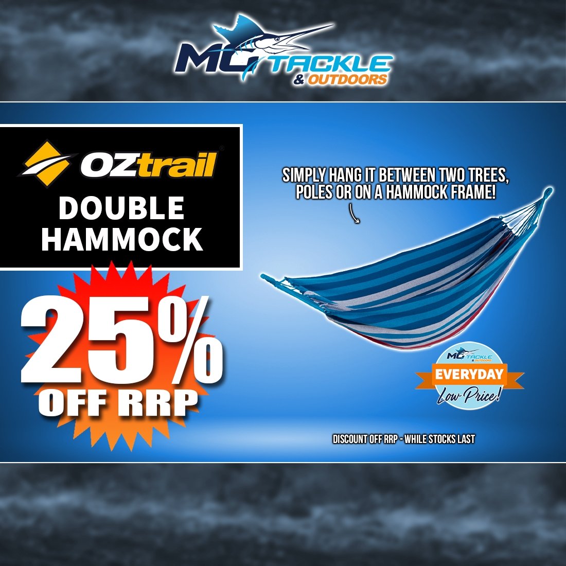 25% off OZTRAIL ANYWHERE HAMMOCK