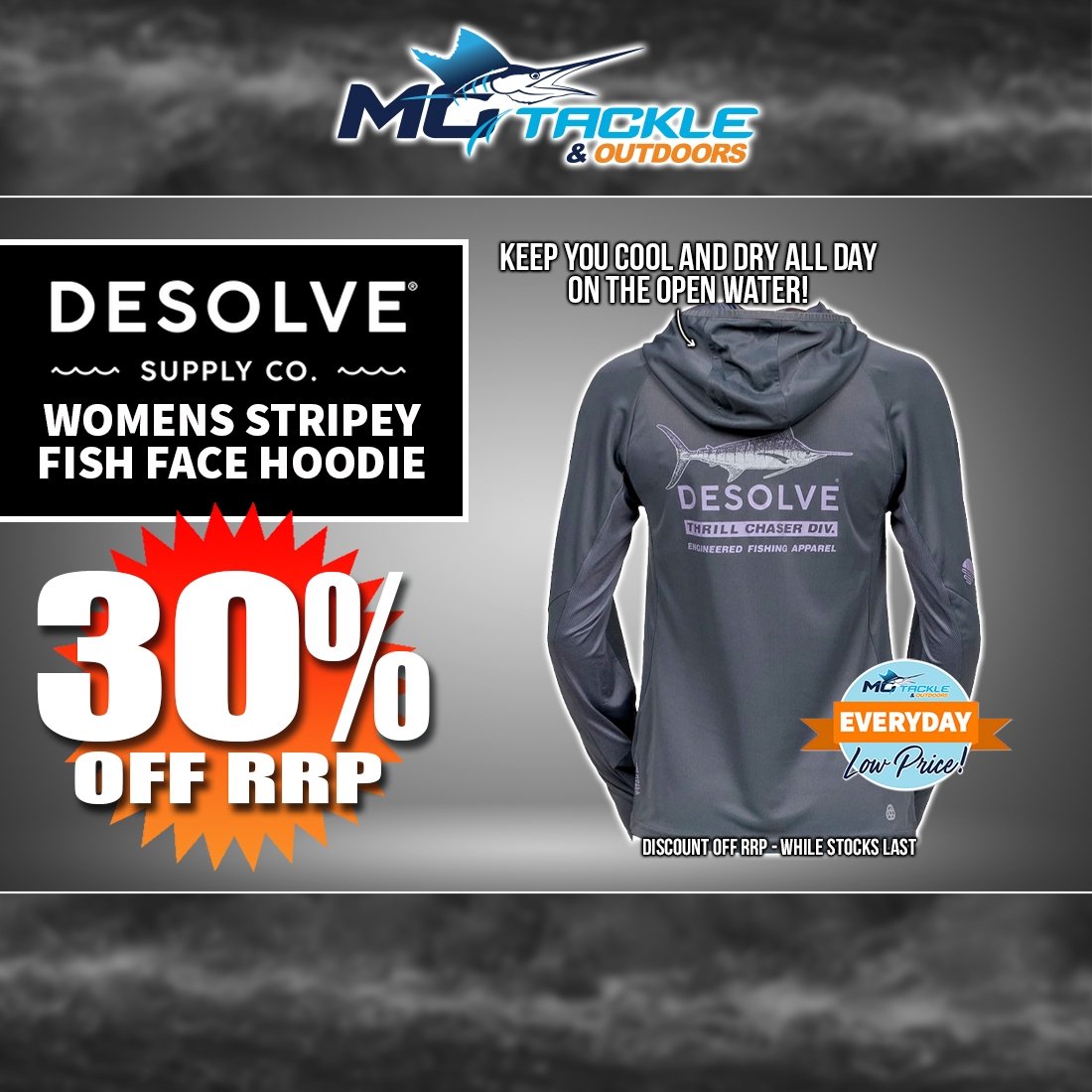30% off DESOLVE WOMENS STRIPEY FISH FACE HOODIE