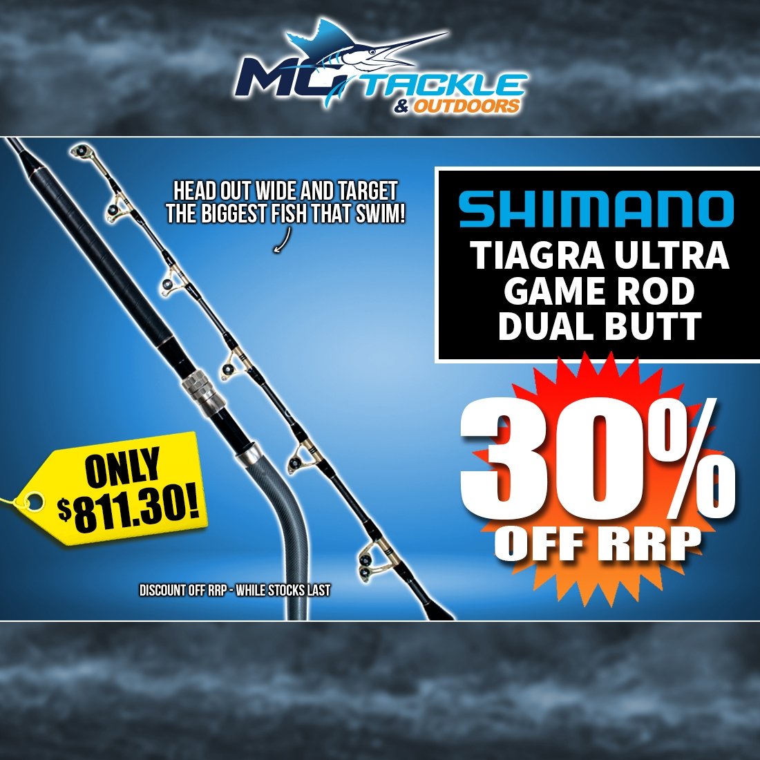 30% off SHIMANO TIAGRA ULTRA GAME ROD DUAL BUTT