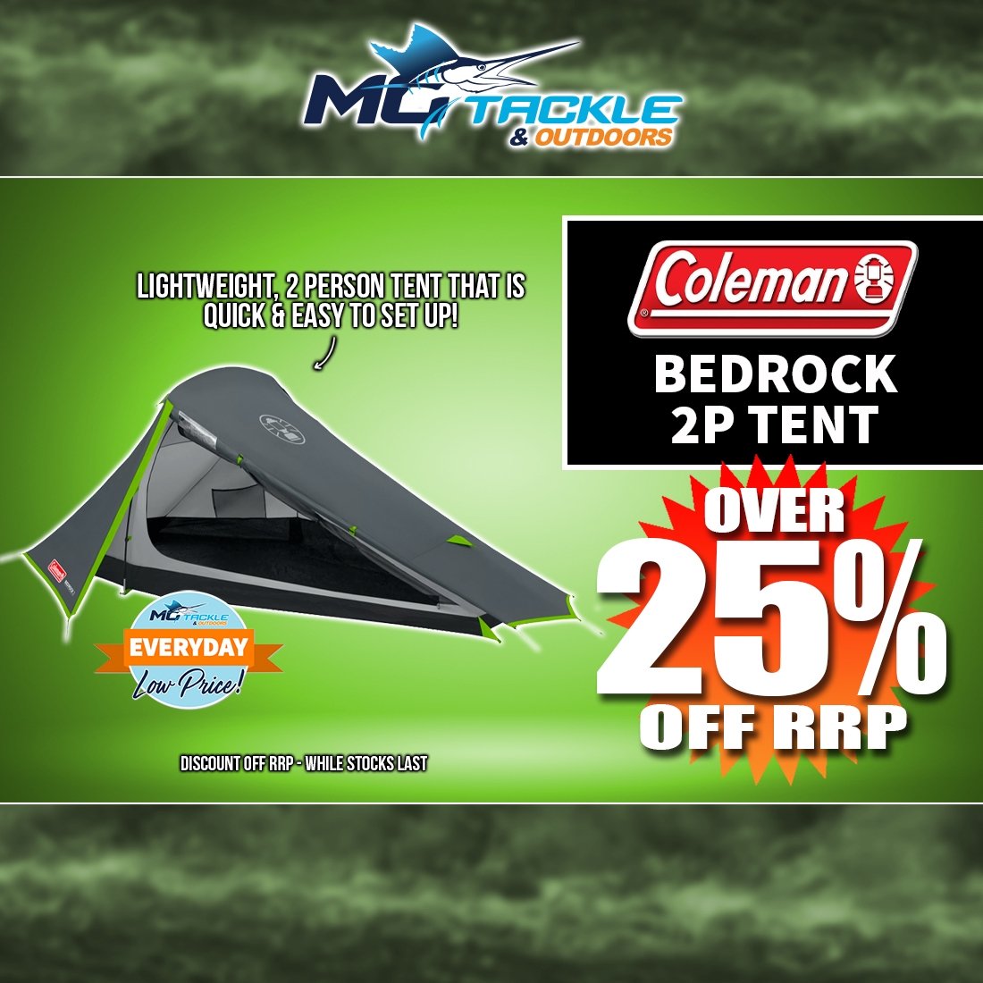 COLEMAN BEDROCK 2P TENT only $179.99