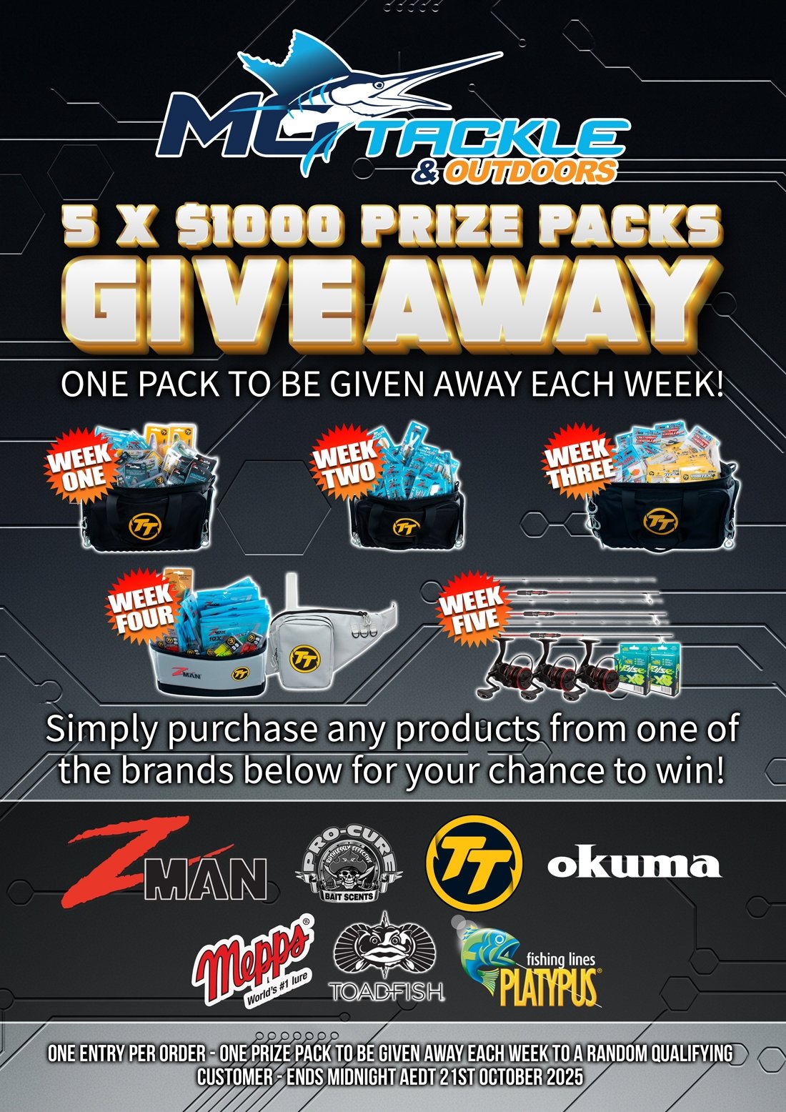 Tackle Tactics 5 x $1000 Prize Pack Giveaway