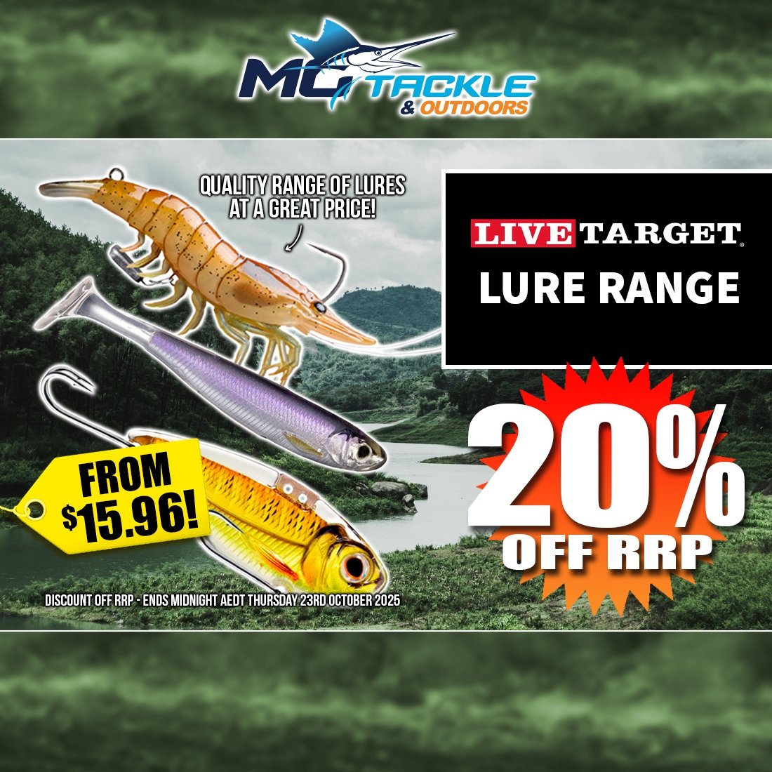 20% off Live Target Lure Range