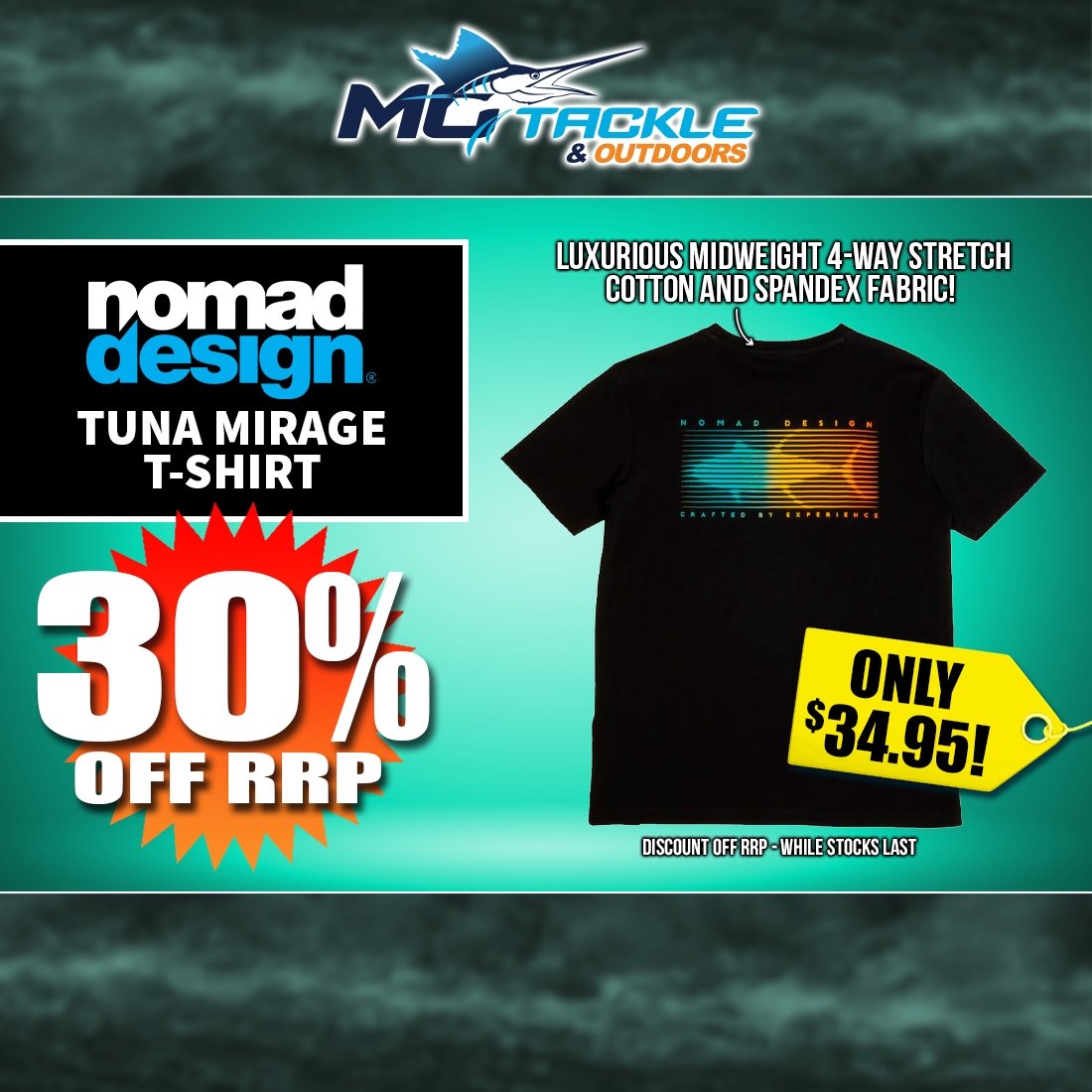 30% off NOMAD DESIGN MENS TUNA MIRAGE T-SHIRT