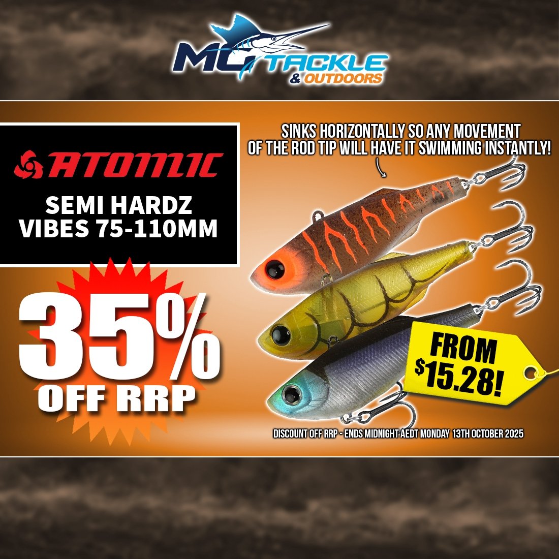 35% off ATOMIC SEMI HARDZ VIBE 75-110MM