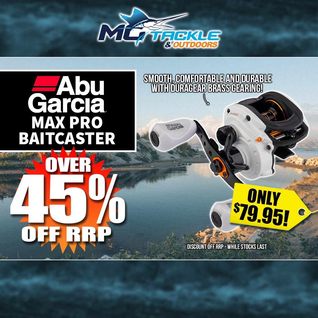 ABU GARCIA MAX PRO BAITCAST REEL only $79.95