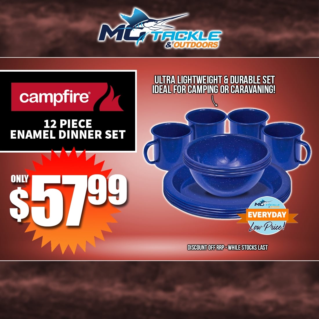 CAMPFIRE 12 PIECE ENAMEL DINNER SET only $57.99