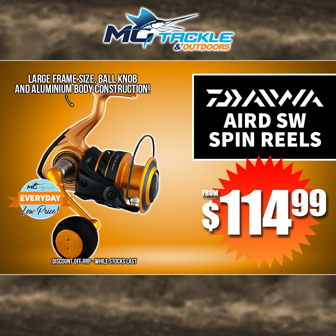 DAIWA 22 AIRD SW SPIN REEL from $114.99