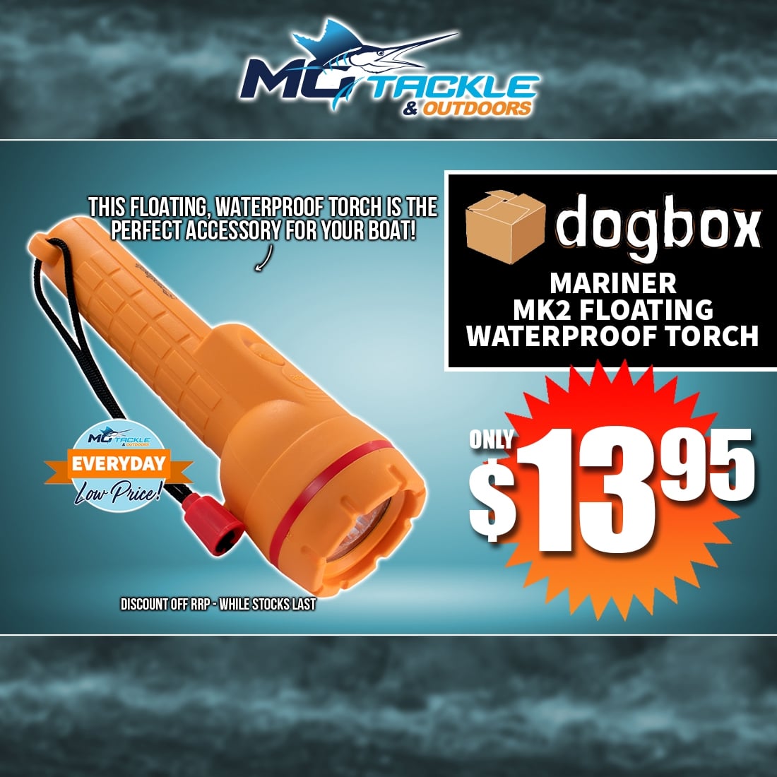 DOGBOX MARINER MK2 FLOATING WATERPROOF TORCH only $13.95