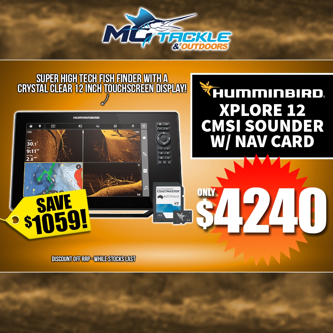 HUMMINBIRD XPLORE 12 CMSI SOUNDER W/ NAV CARD only $4240