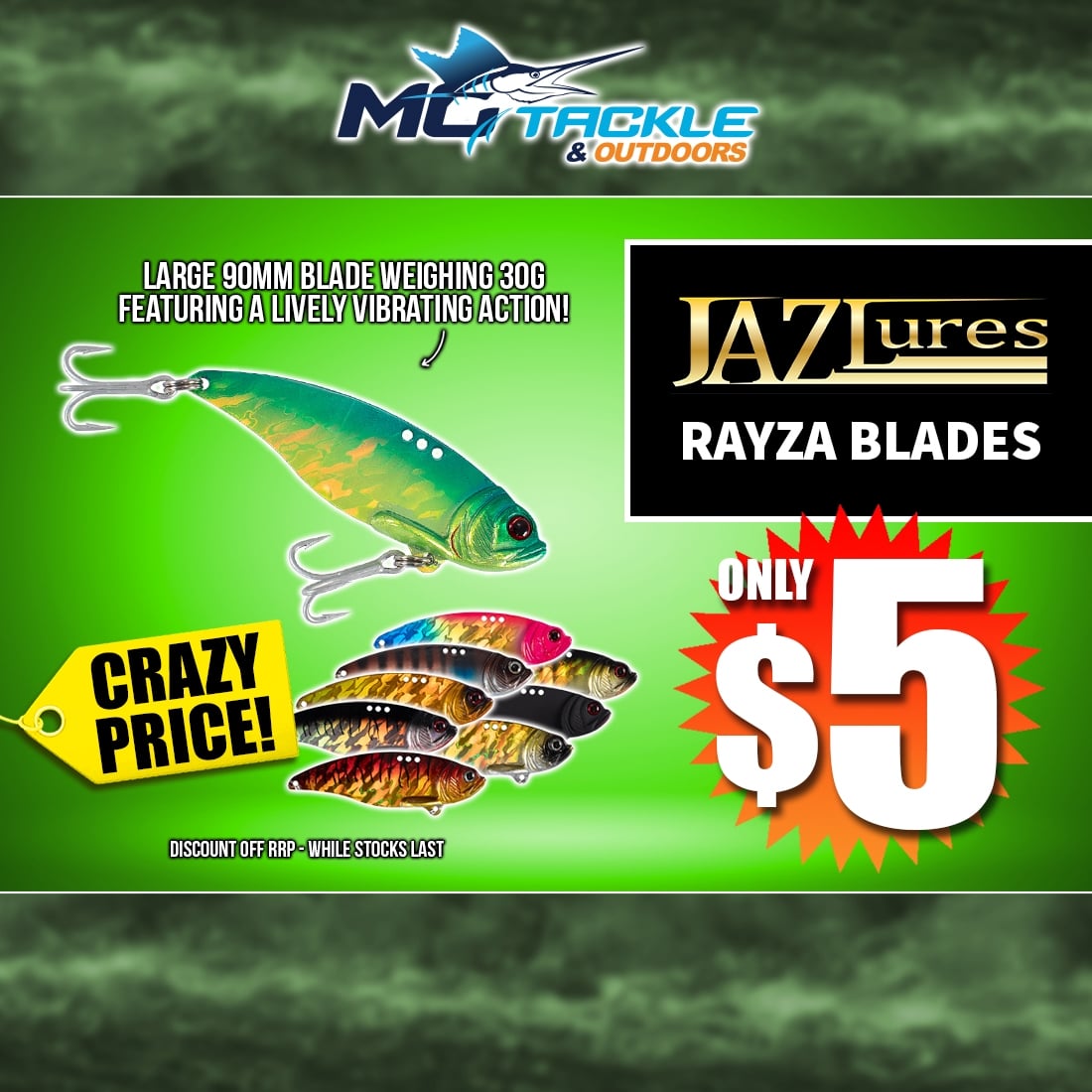 JAZ LURES RAYZA BLADE LURE only $5