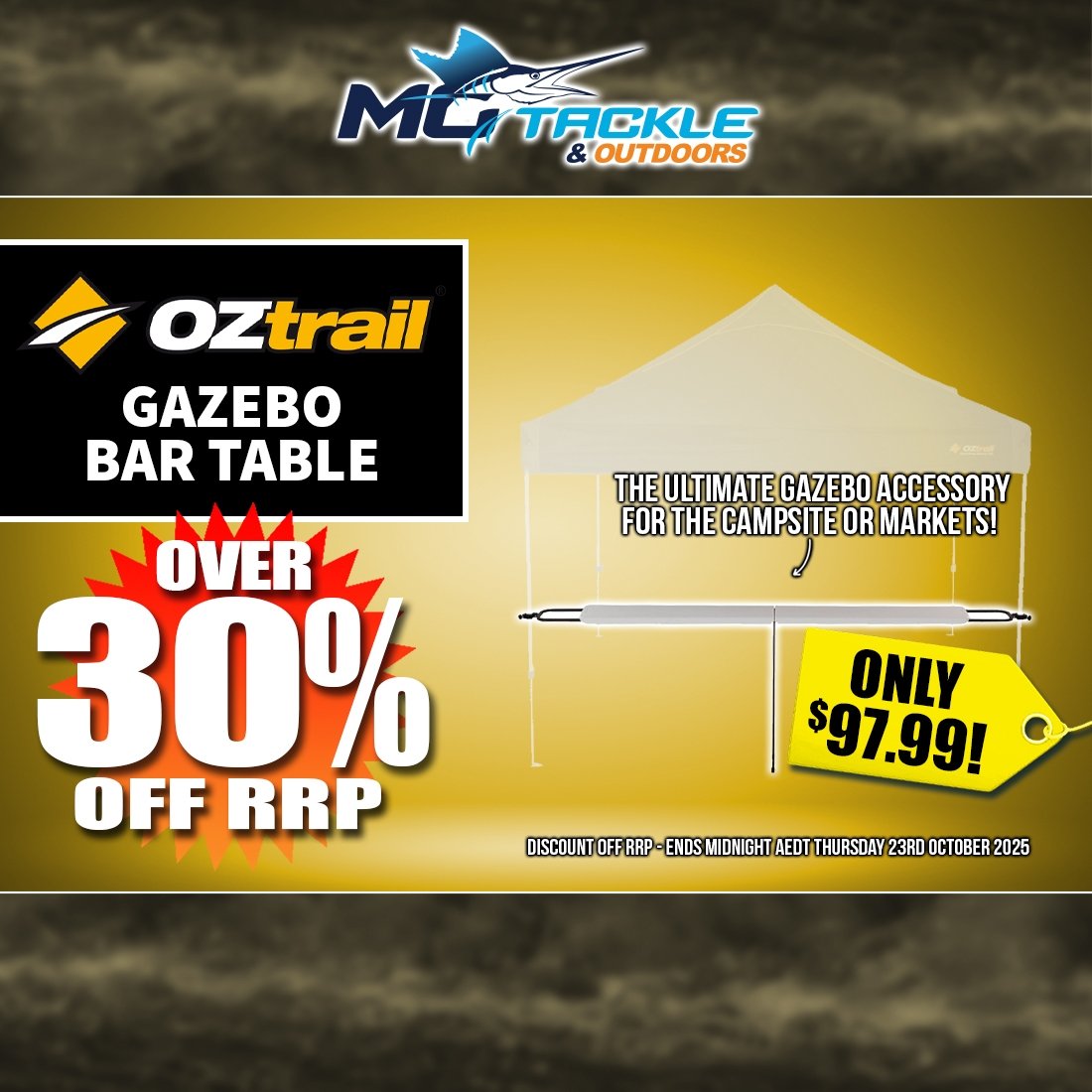 Over 30% off OZTRAIL GAZEBO BAR TABLE