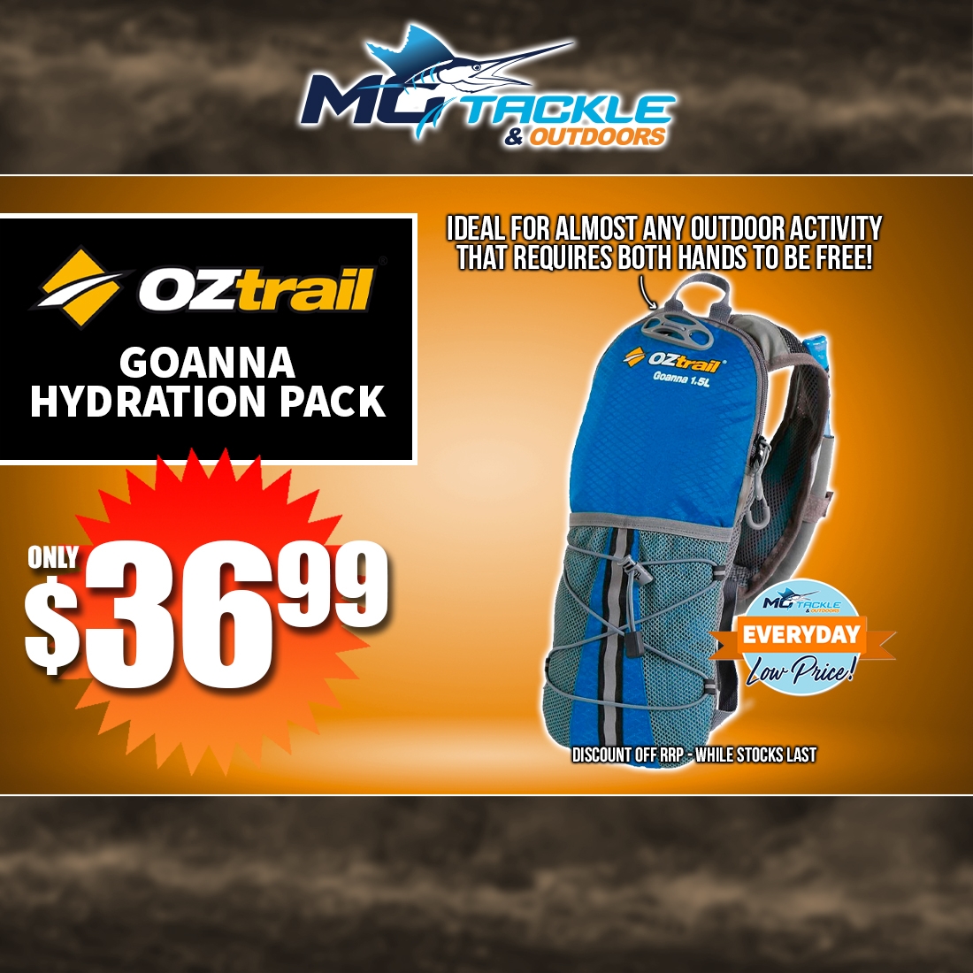 OZTRAIL GOANNA HYDRATION PACK only $36.99