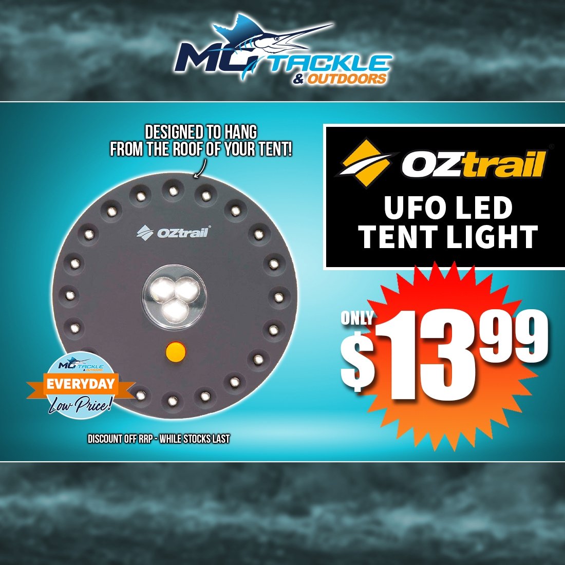 OZTRAIL UFO LED TENT LIGHT only $13.99
