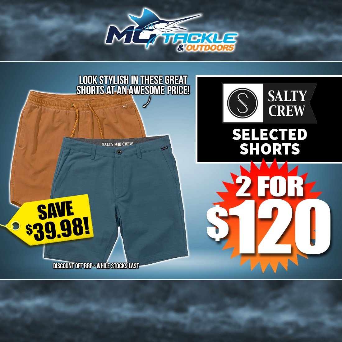 SALTY CREW SHORTS - 2 FOR $120