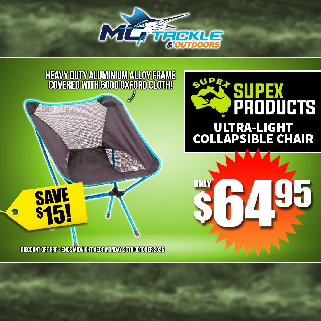 SUPEX ULTRA-LIGHT COLLAPSIBLE CHAIR only $64.95