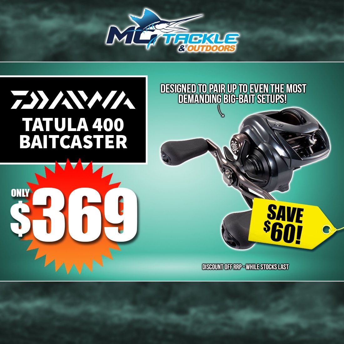 DAIWA 21 TATULA 400 BAITCAST REEL only $369