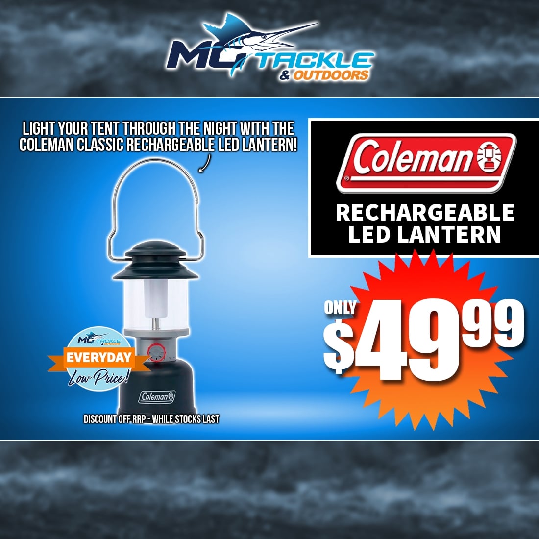 COLEMAN CLASSIC RECHARGEABLE LED LANTERN only $49.99