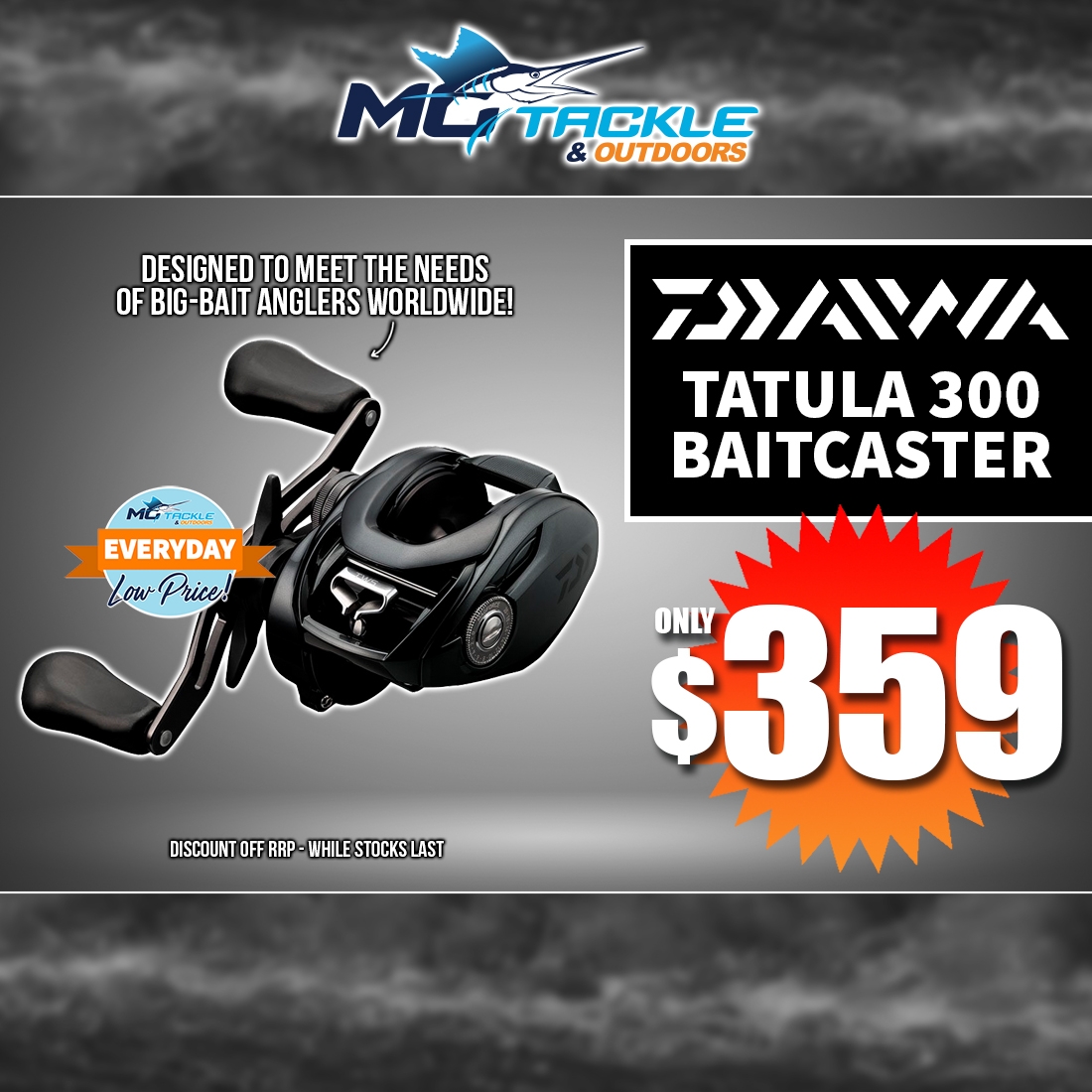 DAIWA TATULA 300 BAITCAST REEL only $359