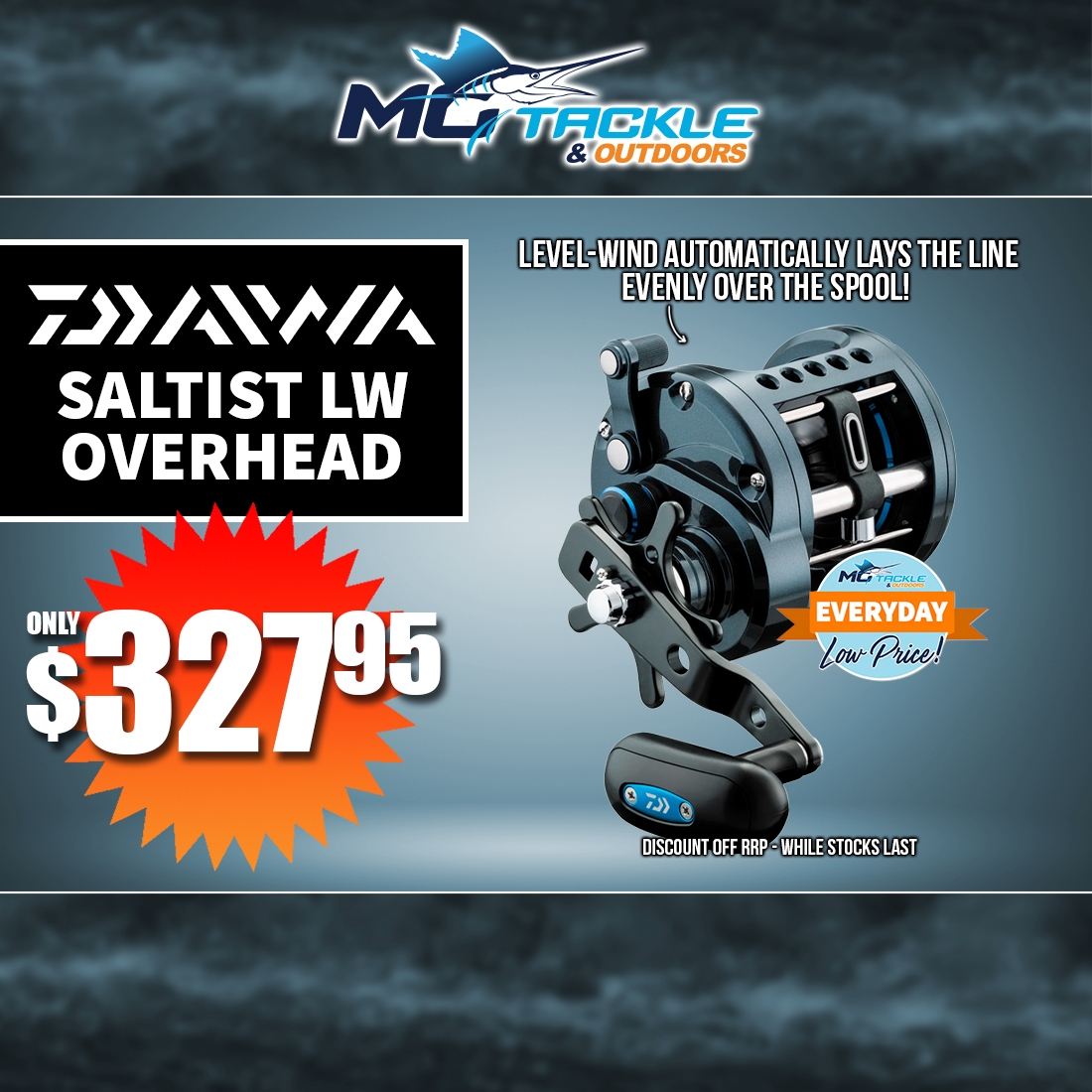 DAIWA 23 SALTIST LW OVERHEAD REEL only $327.95