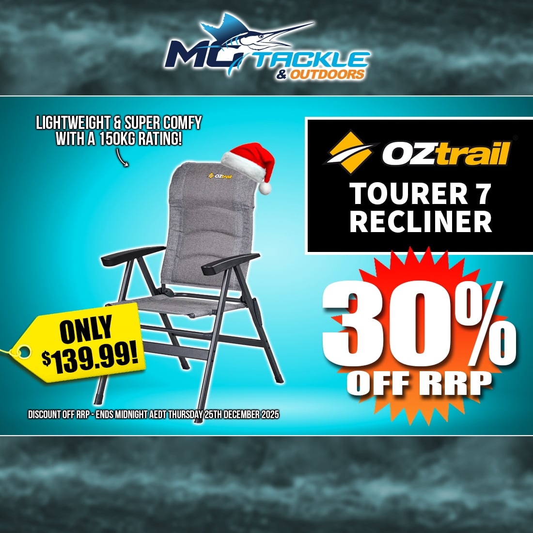 30% off OZTRAIL TOURER 7 RECLINER CHAIR