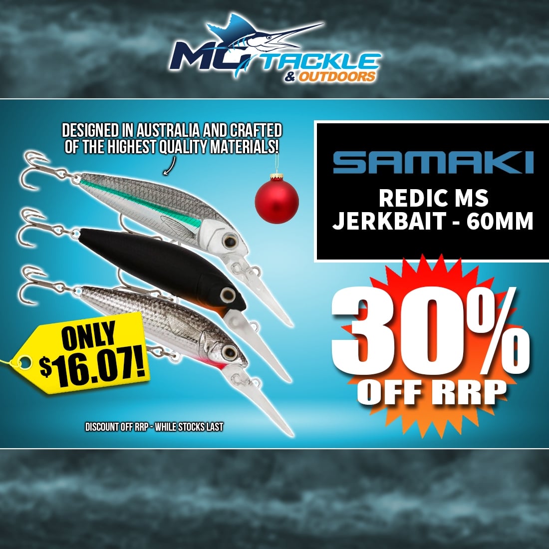 30% off SAMAKI REDIC MS JERKBAIT LURE 60mm