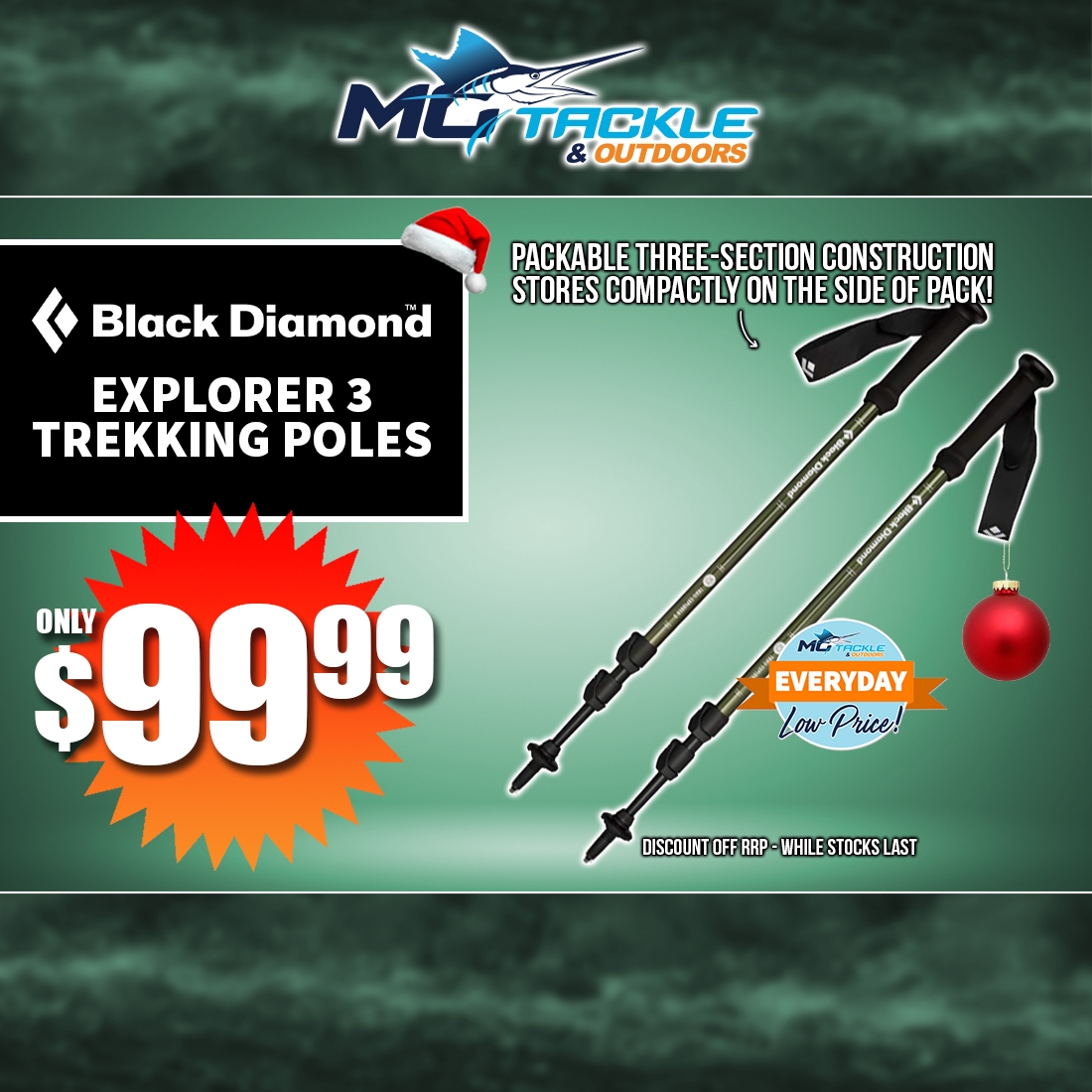 BLACK DIAMOND EXPLORER 3 TREKKING POLES only $99.99