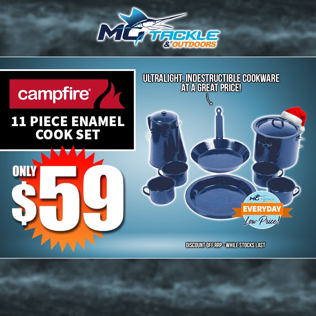 CAMPFIRE 11 PIECE ENAMEL COOK SET only $59