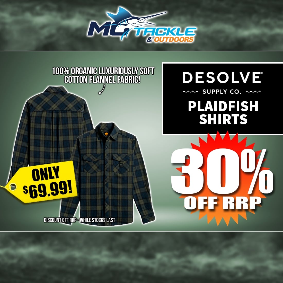 30% off DESOLVE PLAIDFISH SHIRT