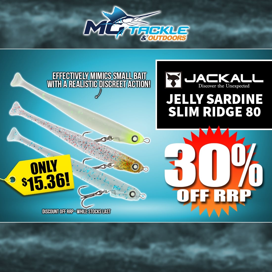 30% off JACKALL JELLY SARDINE 80 SLIM RIDGE LURE