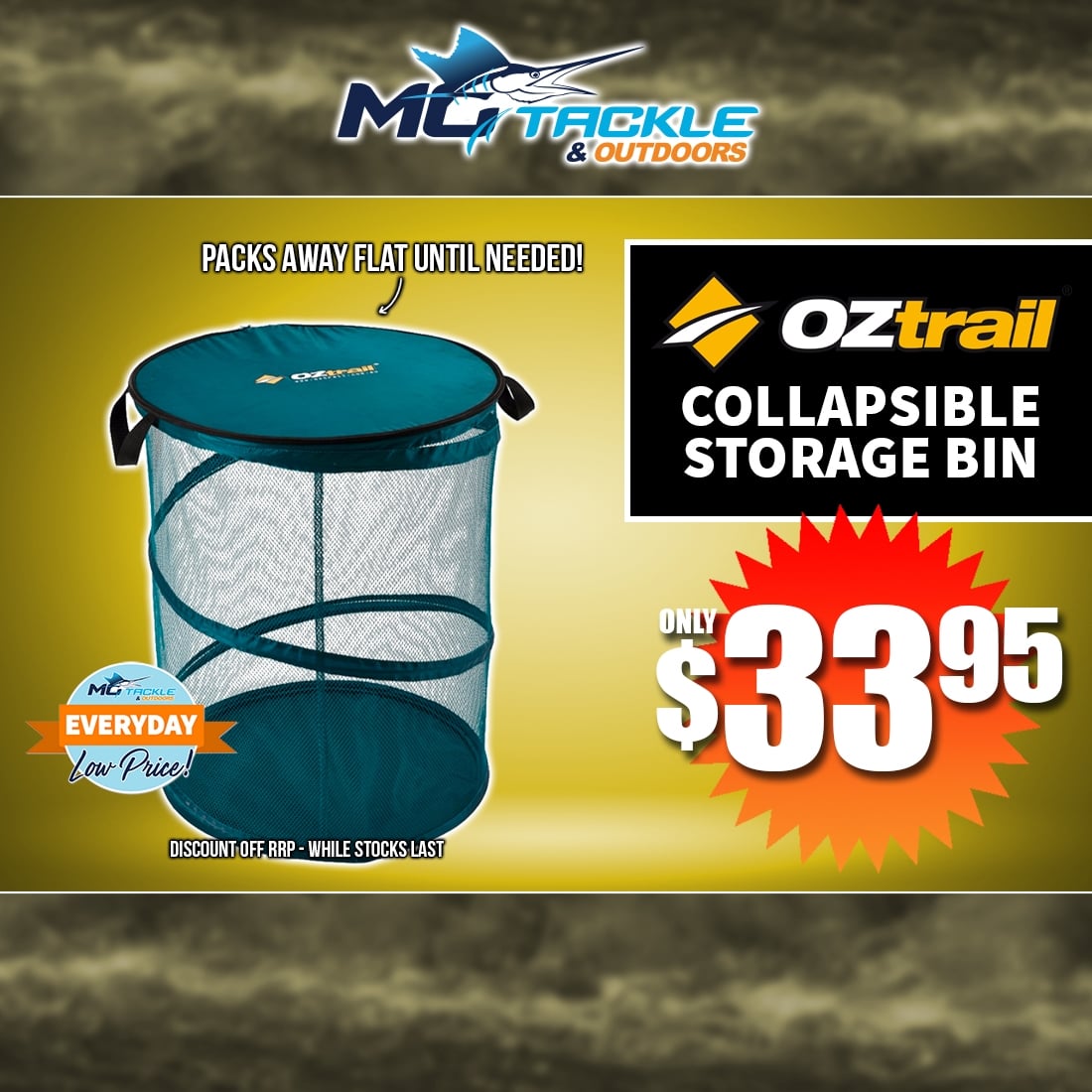 OZTRAIL COLLAPSIBLE STORAGE BIN only $33.99