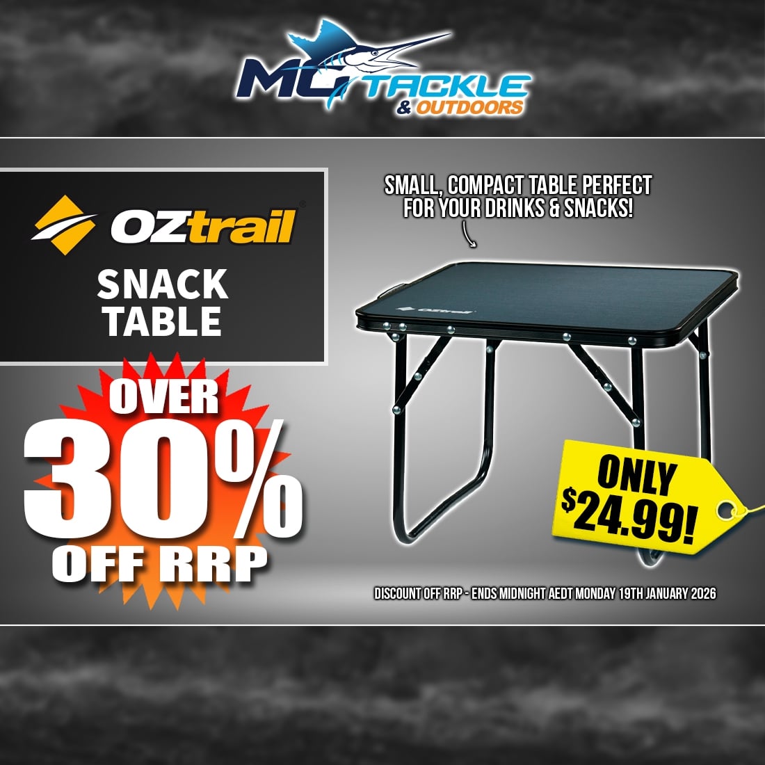 OZTRAIL SNACK TABLE only $24.99