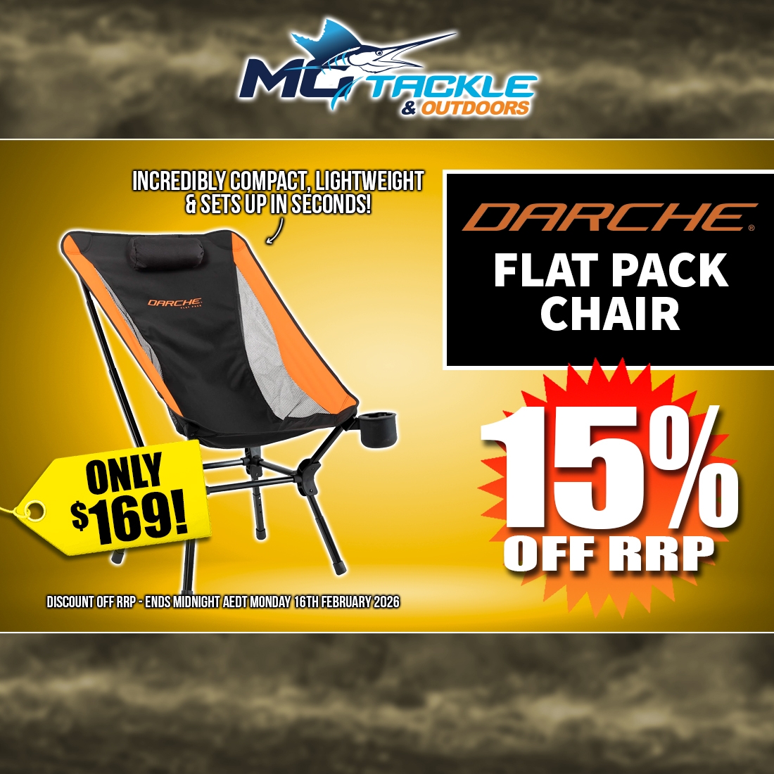 DARCHE FLAT PACK CHAIR only $169