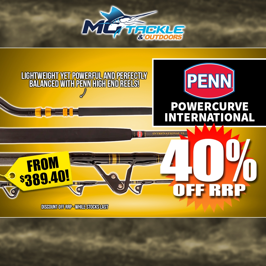 40% off PENN POWERCURVE OVERHEAD ROD